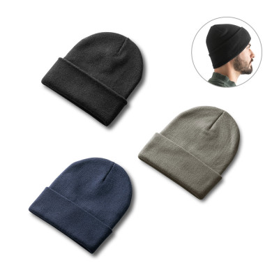 CARL. Recycled polyester (100 rPET) double-layered soft knit unisex beanie